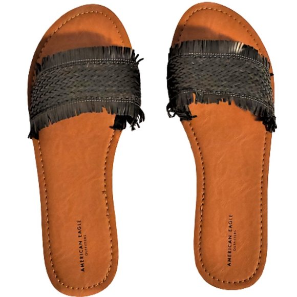 American Eagle Outfitters Shoes - American Eagle Flat Sandals Slides Black Size 10